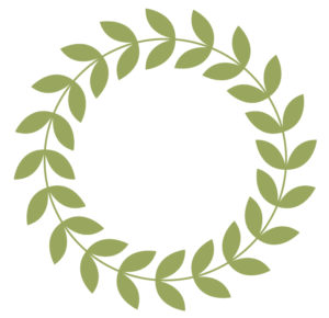 A green, colored in version of the finished wreath in Adobe Illustrator