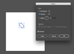 View of the rotate options box in Adobe Illustrator